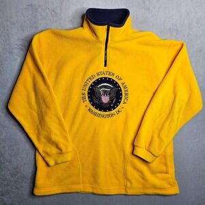 Vintage United States Of America Sweater Mens Large Yellow Washington DC Emblem
